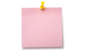 Pale pink sticker on yellow thumbtack - 30529669