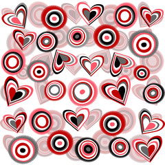 Background with stylized flowers and hearts