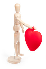 Wood man with heart