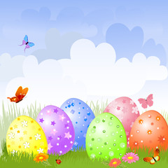 Easter eggs in the meadow