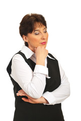 Thinking sad mature woman
