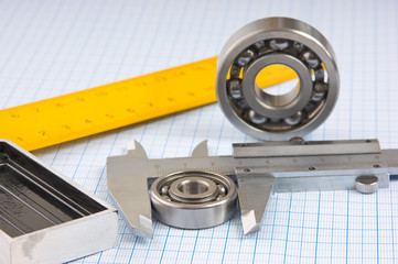 calipers, bearing and square