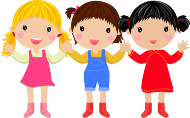 Nice three girl handing,happy