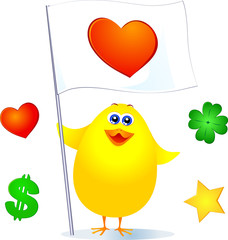 Chick with customizable flag