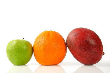 green apple orange and mango