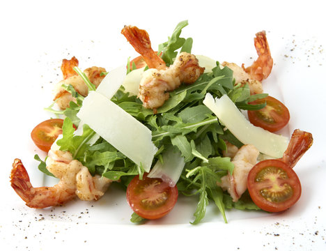 Caesar salad with prawns