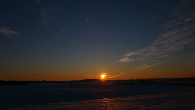 beautiful winter sunset, timelapse