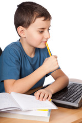 Schoolboy at the laptop