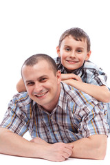 Happy father and son