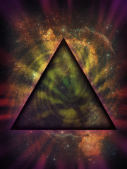 Mystical Triangle Against Deep Space Background