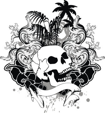 tropical hawaii skull ornament7