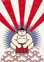 japanese sumo wrestler vector label