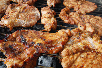 meat on grill , barbecue