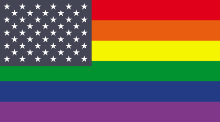 US and rainbow flag mix