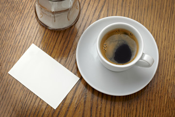 coffe cup drink and blank note card