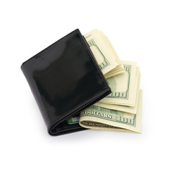 Money in a black wallet