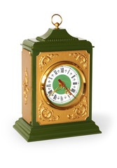 vintage clock gold and green