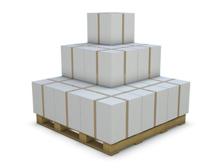 White cardboard boxes in group