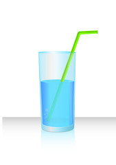 Glass with water and straw