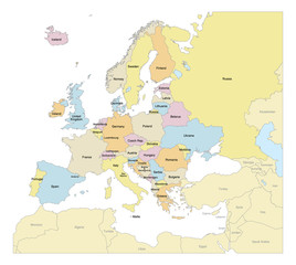 Fototapeta premium Europe Map with Countries & Labels
