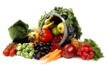 Fruits and vegetables, with shallow focus