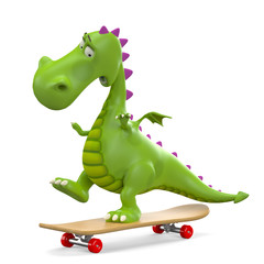 Naklejka premium dino baby dragon skating