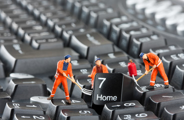 Workers repairing keyboard