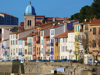Houses in a Mediterranean village, Port Vendres, France