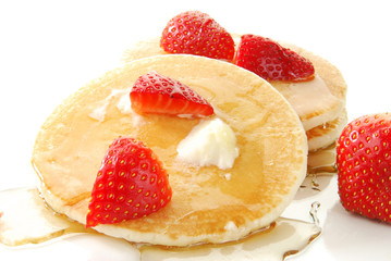 Pancakes and strawberries