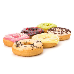 Delicious doughnuts isolated on white background