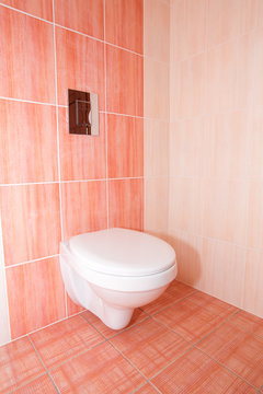 Interior Bathroom With Pink Tile In The House