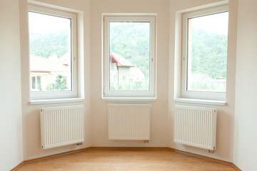Fototapeta na wymiar clean white room interior of a country cottage
