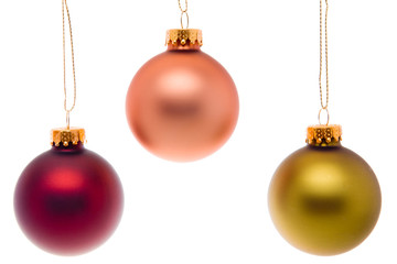 Pastel Red Green Pink Christmas Balls Isolated