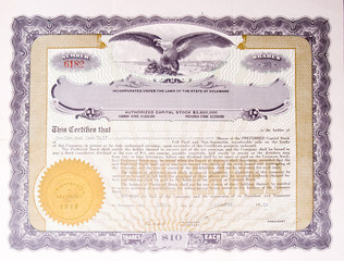Old US Stock Certificate Eagle Medallion American - 30557228