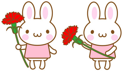 うさぎ　カーネーション