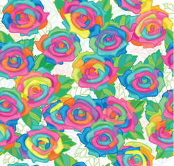 Seamless pattern of  colourful roses.