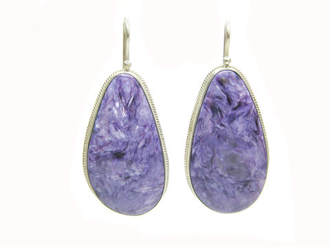 violet semigem silvery earrings
