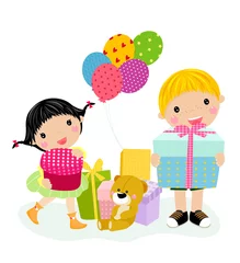 Türaufkleber Kinder und Geschenkbox © suerz