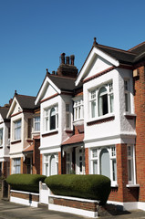 Row of Typical English Terraced Houses at London.