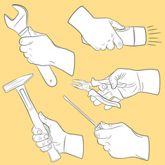 Hand tools in use
