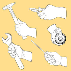 Hand tools in use