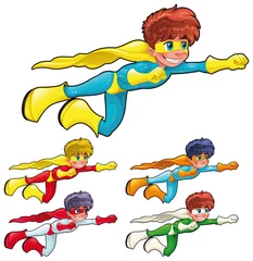 Zelfklevend Fotobehang Jonge superhelden. Vector tekens. geïsoleerde objecten © ddraw
