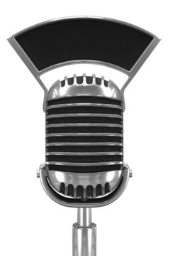 3d Retro microphone with blank name tag