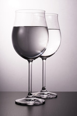 Wineglasses, decorative lighting.