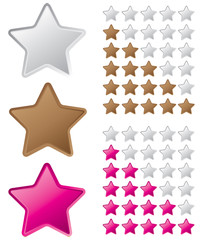 Sterne Bewertung braun - rosa - magenta - set