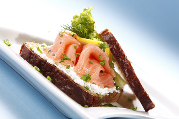 Tasty sandwich with salmon