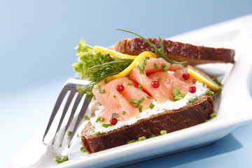 Tasty sandwich with salmon