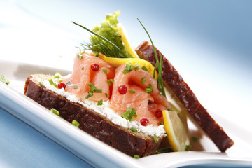 Tasty sandwich with salmon