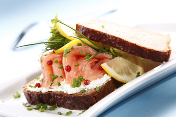 Tasty sandwich with salmon