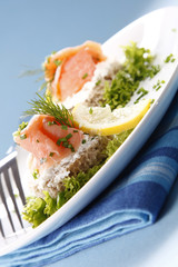 Tasty sandwich with salmon